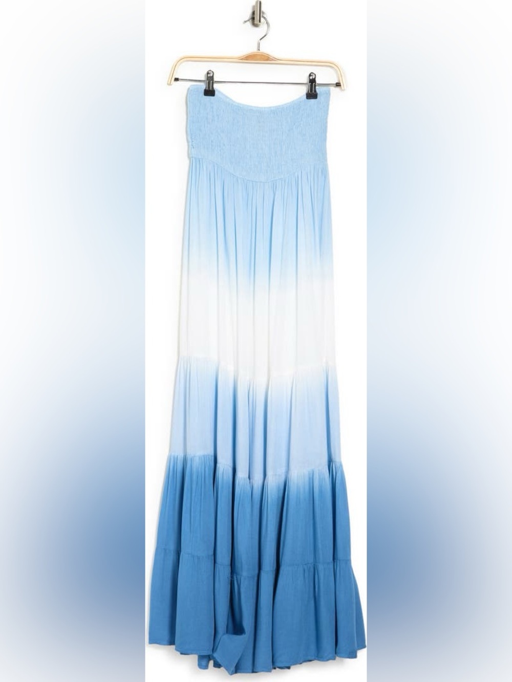 Smocked Sky Blue Ombre Maxi Dress